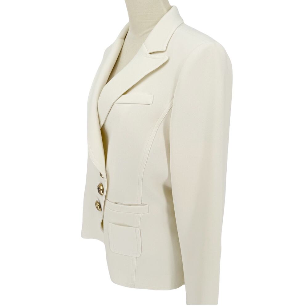 Smythe Wrap Asymmetrical Single Breasted Blazer Cream Ivory White Suit Jacket 12 - Picture 8 of 11